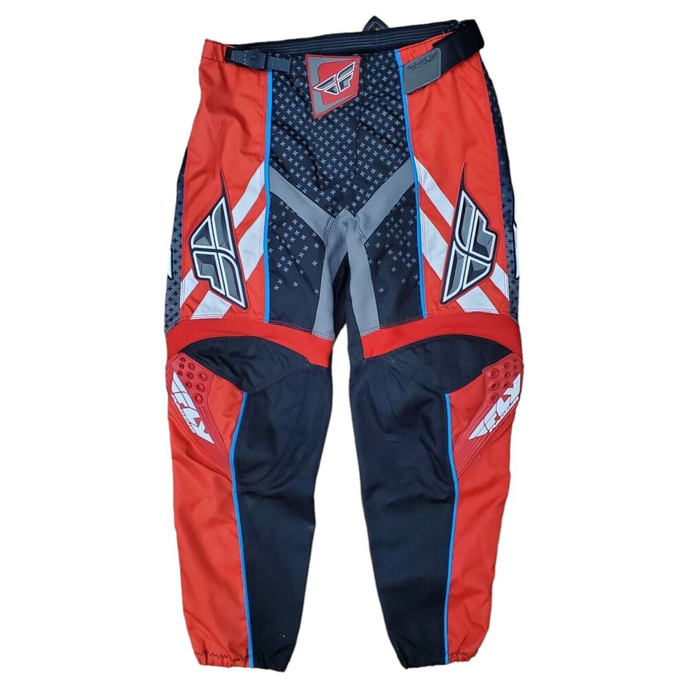 FLY RACING F-16 Pants Mens 38 Red Black Motocross BIG LOGO Spell Out Motorcycle